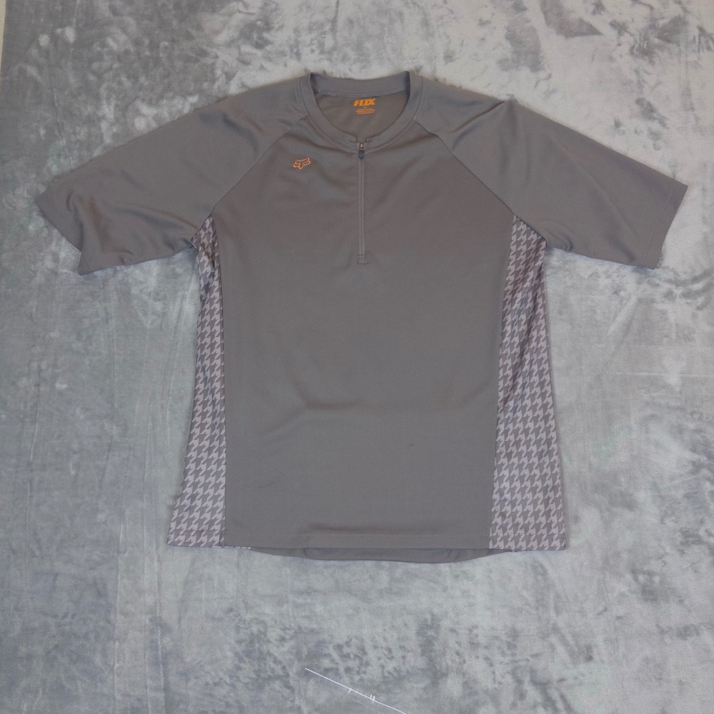Fox Racing Cycling Jersey Mens XL Gray Quarter Zip Short Sleeve MTB Bike Shirt